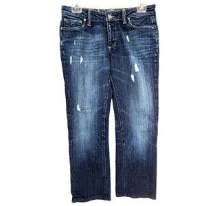 Paige Jeans Womens Size 27 Jimmy Jimmy Crop Distressed Stretch Blue Denim